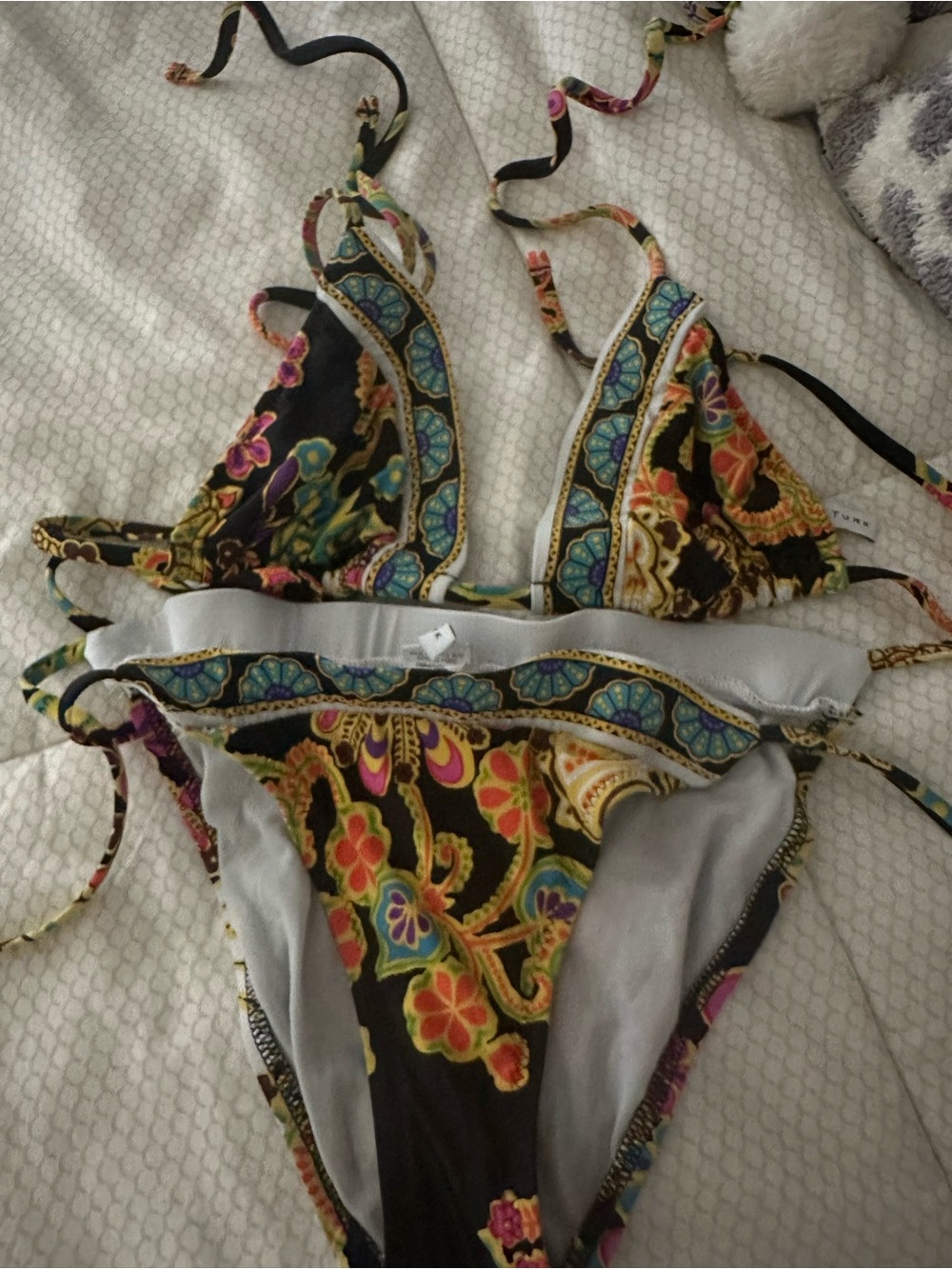 Trina Turk Black Floral Paisley Triangle Swim Panties